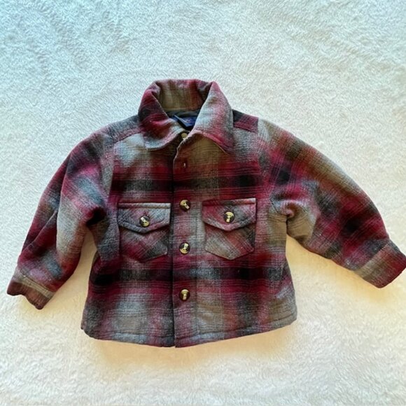 Lil Hickory Burgundy & Black Plaid Shirt with Quilted Lining- Size 6 M - Picture 1 of 8